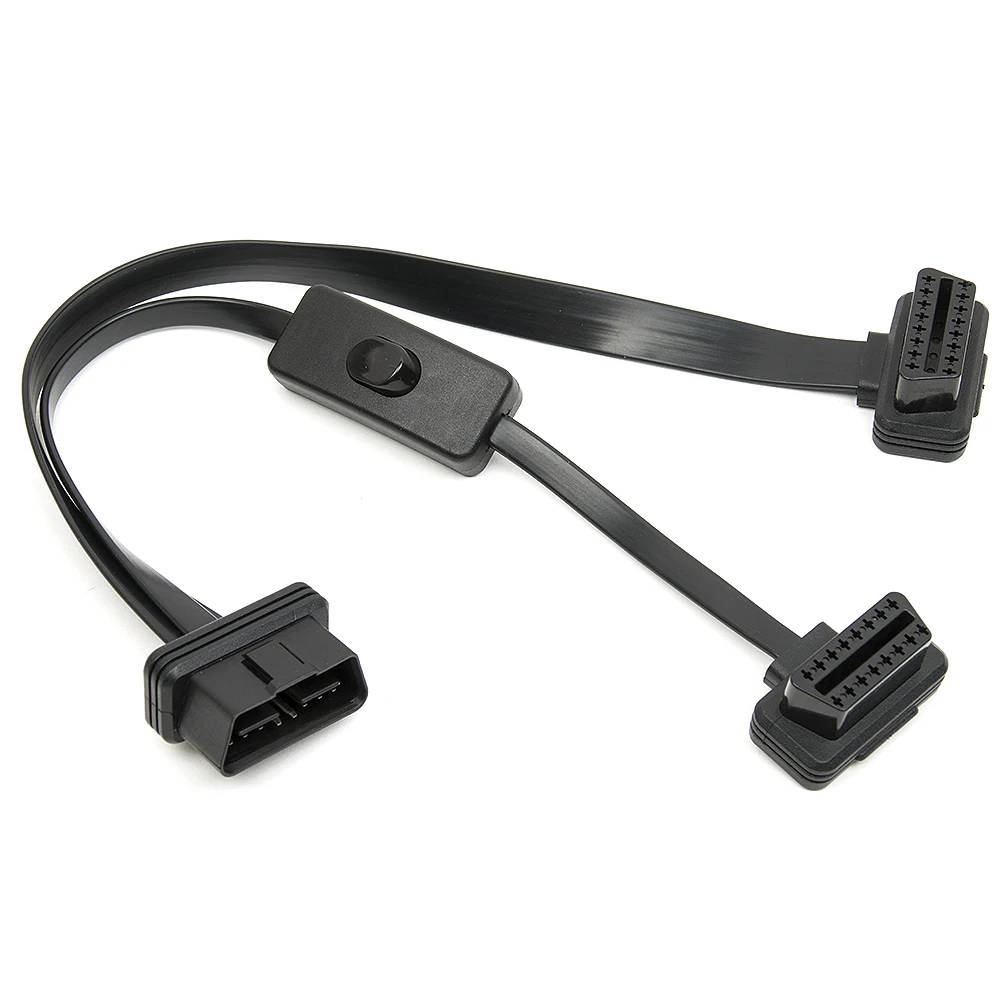 KWOKKER OBD2 Y-сплиттер с переключателем 2 в 1 Удлинительный кабель Ультратонкий локоть