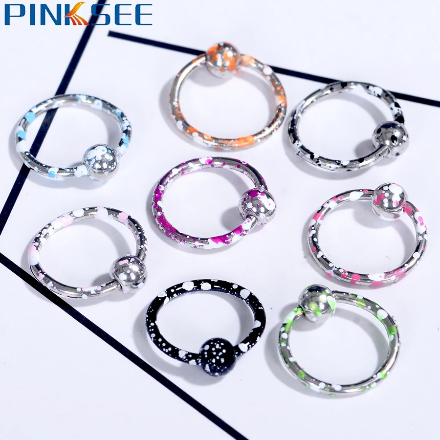 Разноцветное кольцо с бусинами для пирсинга 19 г носа и уха Козелка хрящевой губы