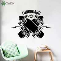 yoyoyu wall decal longboard skateboarding sports vinyl wall stickers boys modern design bedroom decoration art decor mural ct750