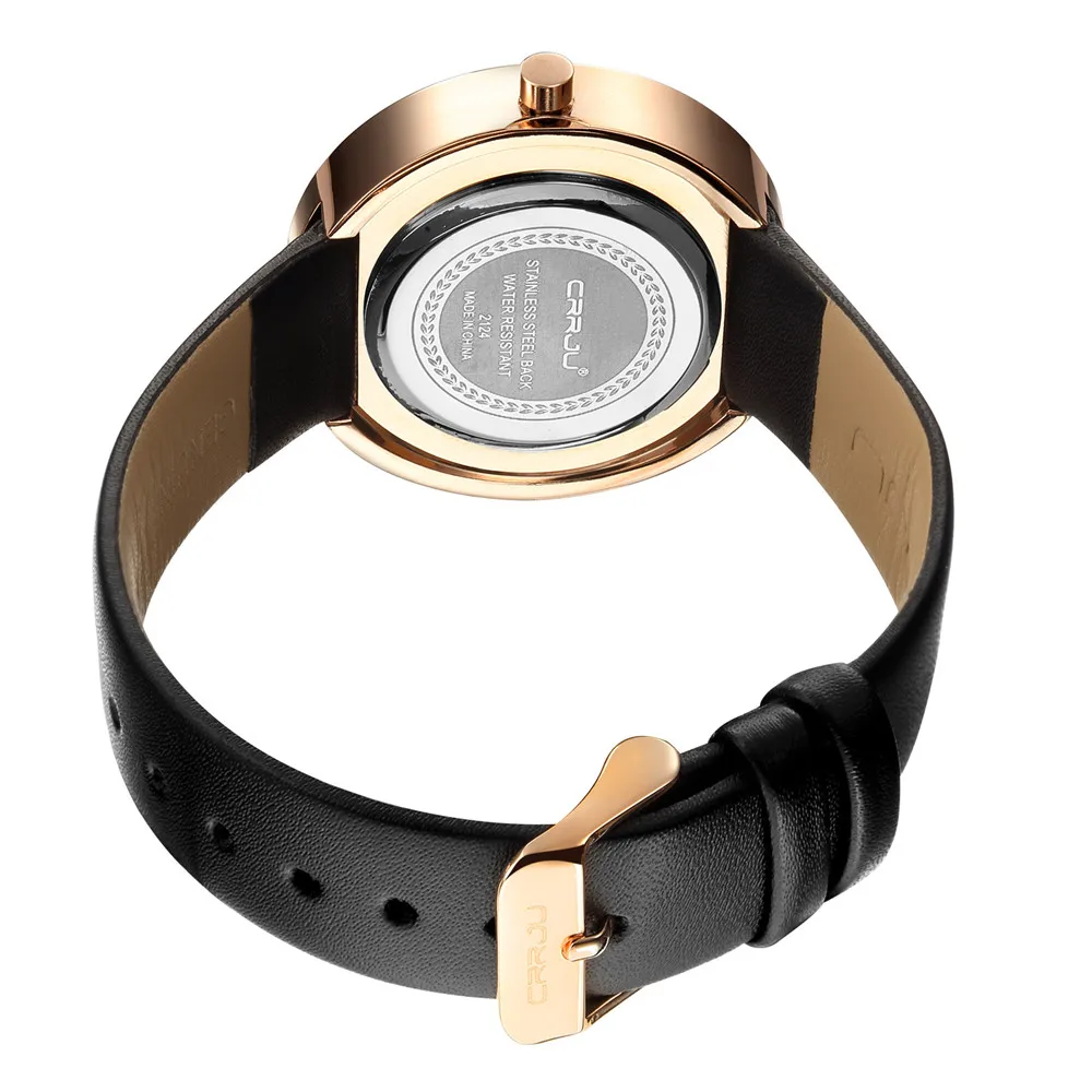 CRRJU брендовые роскошные высококачественные кварцевые наручные часы с кожаным