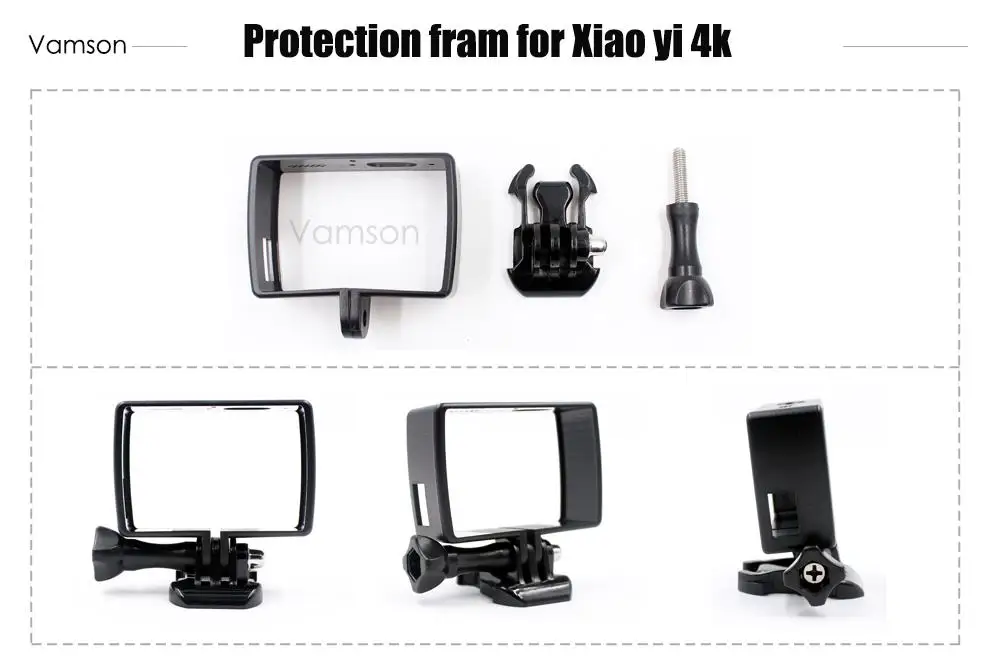 Корпус Vamson с боковым креплением, защитный чехол-рамка для Xiaomi YI 4 K, Спортивная экшн-камера 2 с креплением и винтом VP645