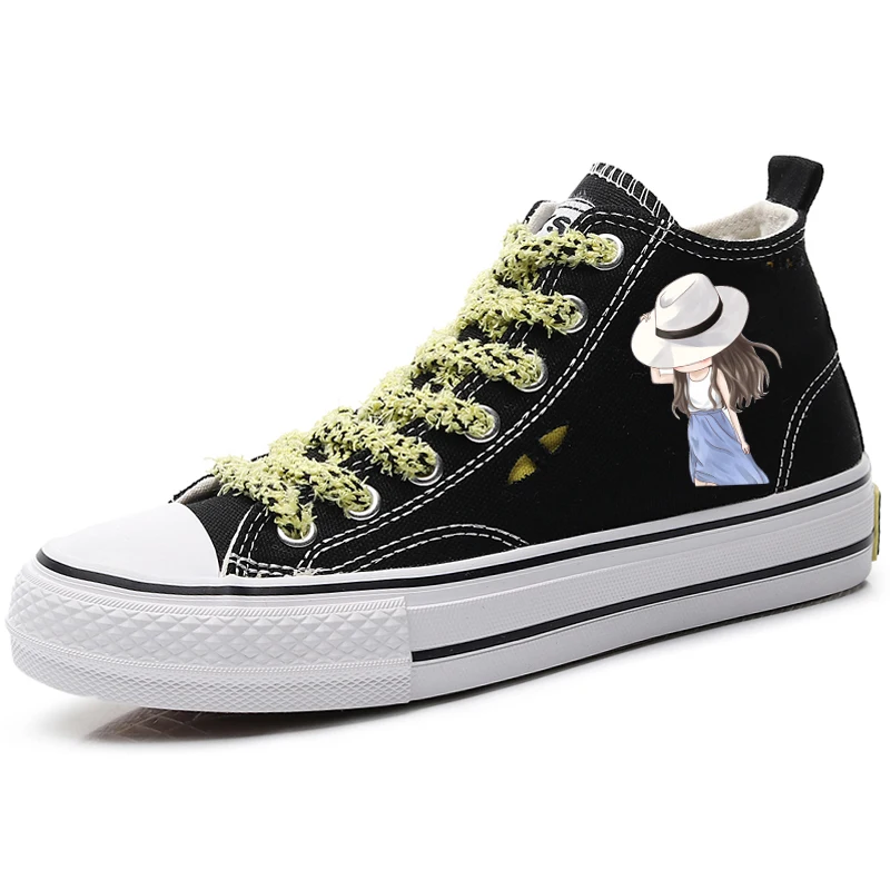 Женские парусиновые туфли на шнуровке повседневные плоской подошве в Корейском