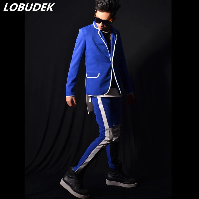 (Куртка + брюки) синий мужской костюм комплект из 2 предметов со звездным певцом и
