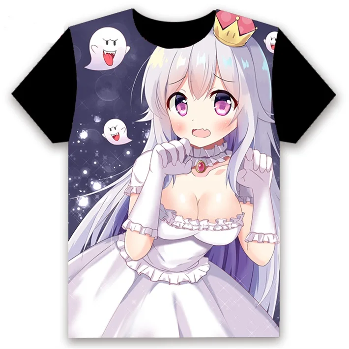 Футболка с аниме Boosette Bowsette Bowser, принцесса, принт, сексуальный, косплей, короткий рукав, унисекс, черная футболка, топы, Повседневная летняя одежда - Цвет: 7
