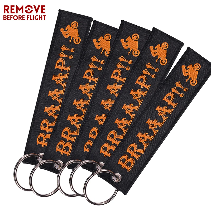 

Motorcycle keychains for Keys llaveros READY TO RACE Key Rings Embroidery BRAAAP Biker Fobs Car Key Chain Accessories 5PCS/Lot