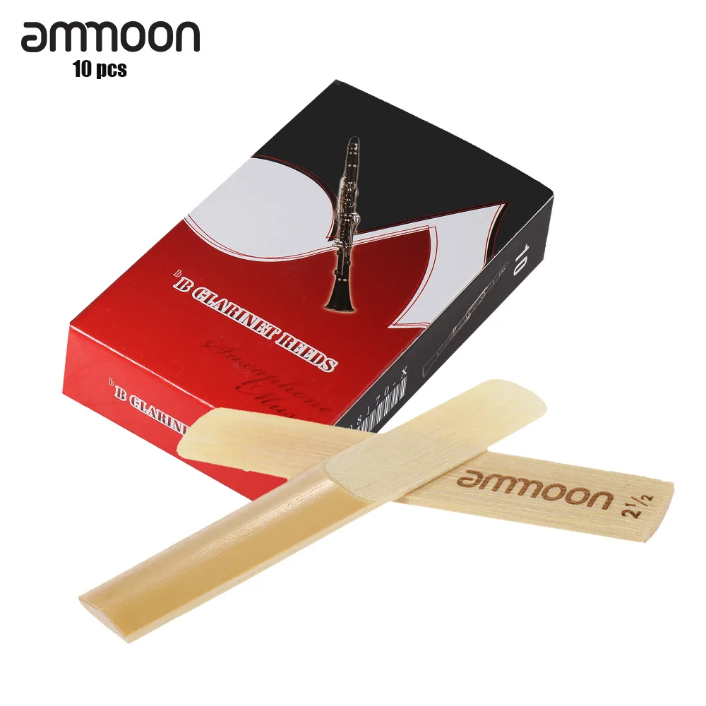 

ammoon 10-pack Pieces Strength 2.5 Bamboo Reeds for Bb Clarinet Accessories