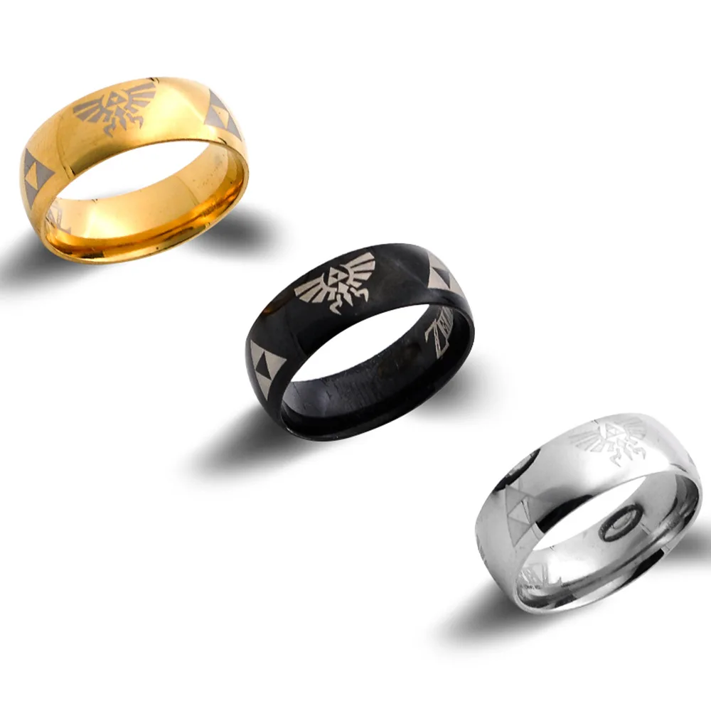 Горячая Распродажа кольцо LEGEND ZELDA блестящее черное мужское обручальное из
