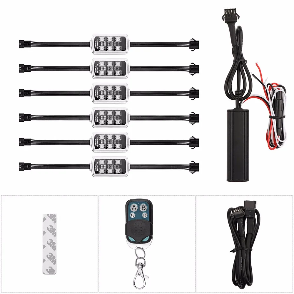 Музыкальное управление 36 LED беспроводной RGB автомобильный мотоцикл свет с умным