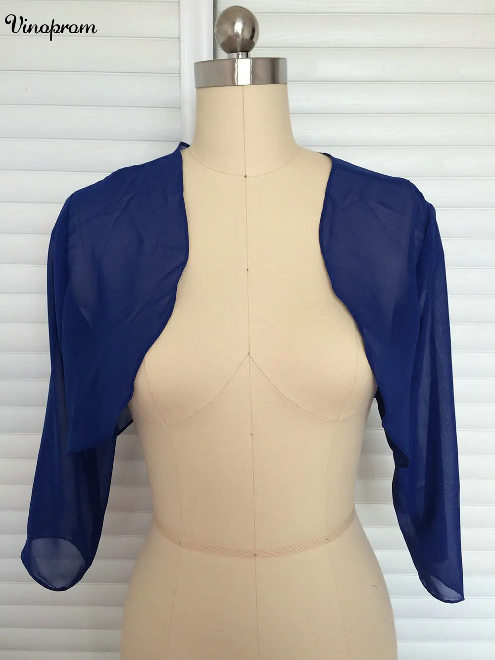 Бесплатная доставка шифон с длинным рукавом Королевский синий свадебный пиджак