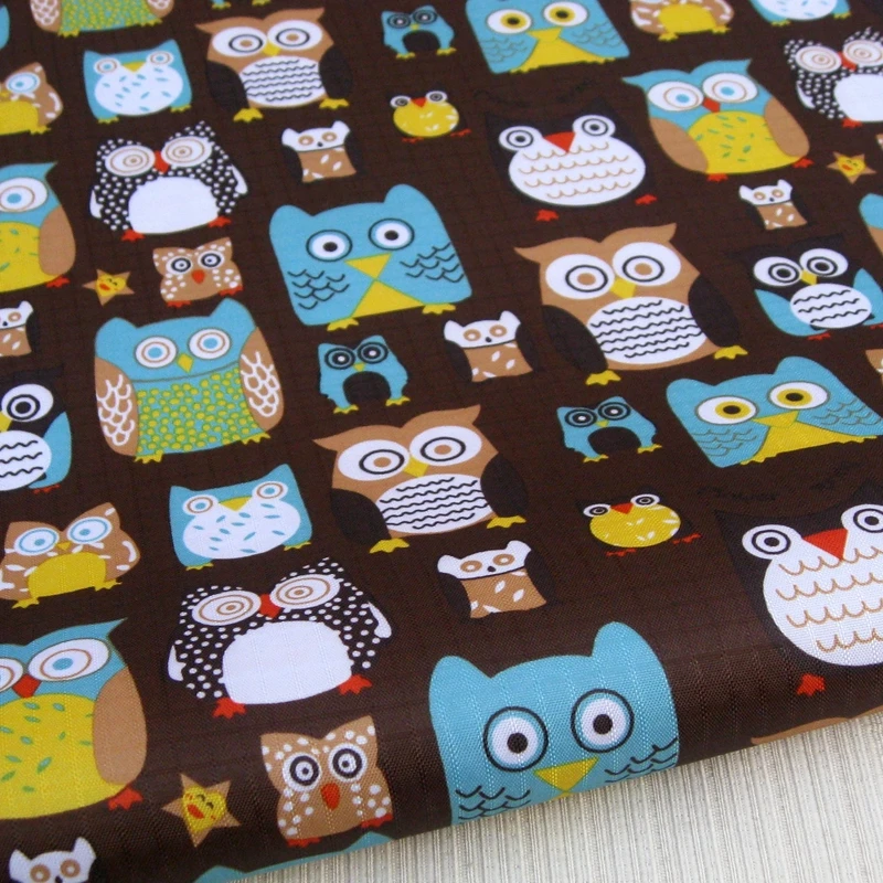 WF276 - PVC coated waterproof fabric Owls on Brown | Дом и сад