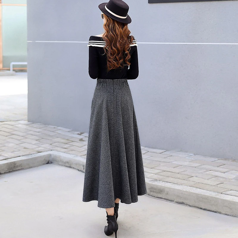 Женская Длинная шерстяная юбка Повседневная утепленная винтажная