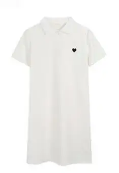 white tunic type Летняя туника, футболка, платья, Лидер продаж, женское платье в консервативном стиле, Корея, повседневное милое мини-платье с коротким рукавом, зеленый, черный, белый цвета, 7614 - Цвет: white tunic type