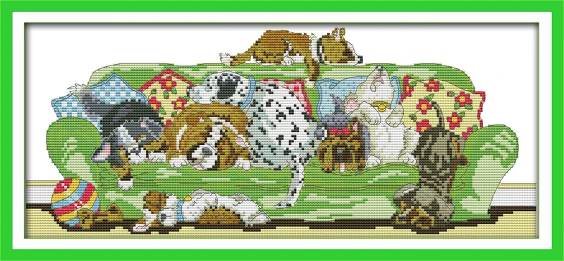 Набор для вышивания в виде Спящих Собак Joy Sunday ручная живопись|joy sunday|cross stitch
