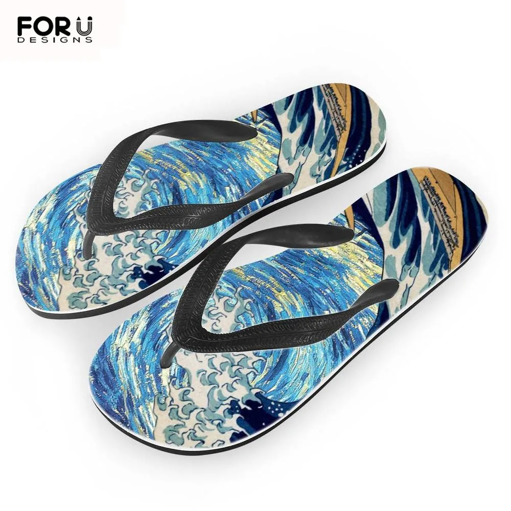 FORUDESIGNS/женские шлепанцы на плоской подошве с рисунком звездной ночи волнистым