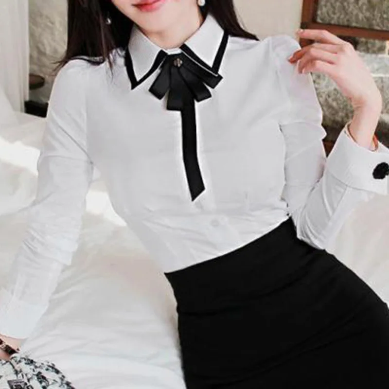 Милые рубашки для девушек в колледже женщин шифоновая белая блузка женские блузы
