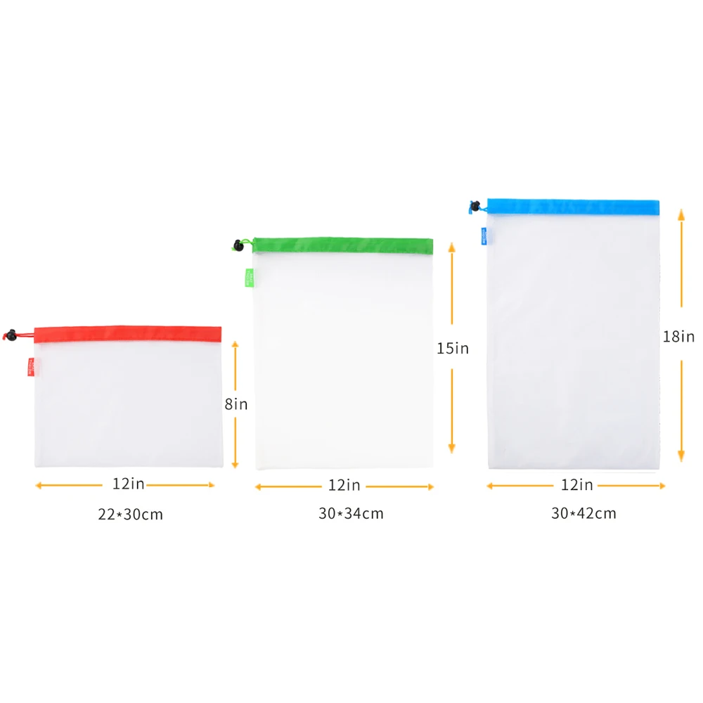 

12Pcs Reusable Storage Bag Washable Fruit Vegetable Toys Mesh Bag Drawstring Organizer Bag For Home Shopping