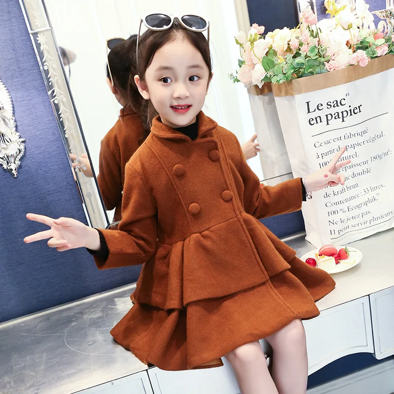 Зимняя верхняя одежда шерстяные зимние пальто для девочек шерстяное зимнее