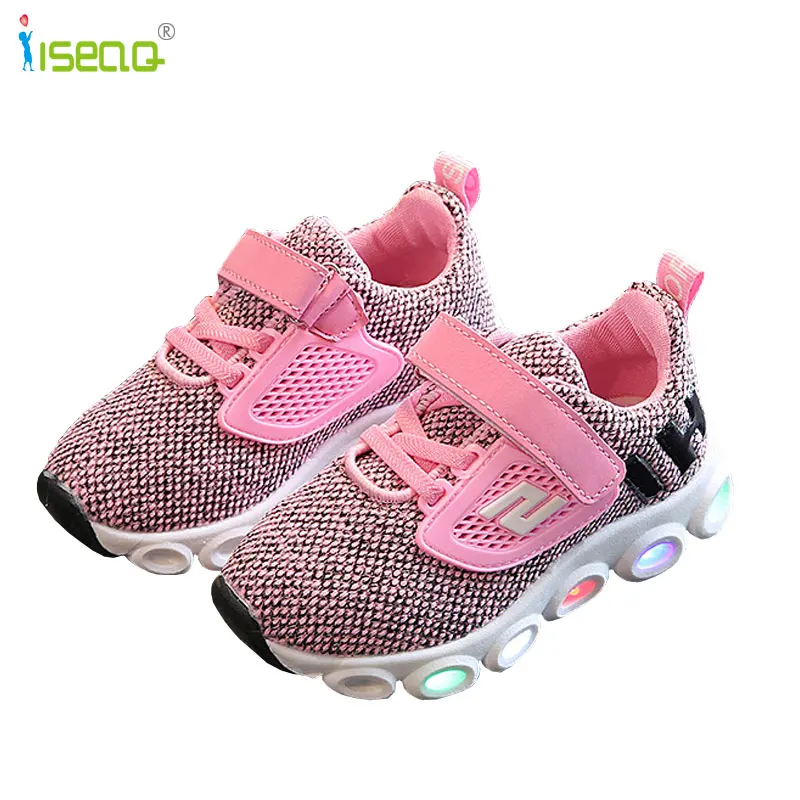 Children boys and girls glowing Sneakers Kids Sports Shoes with luminous Casual Boots for Spring Autumn Rubber Button EUR 21-30 | Детская