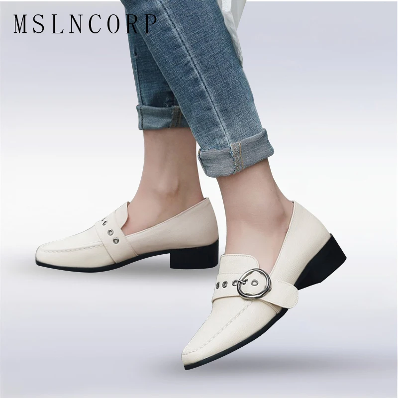 plus size 34-43 Soft Leather Oxford Shoes Flats Fashion Women Shoes Buckle Casual Moccasins Loafers Ladies Shoes zapatos mujer