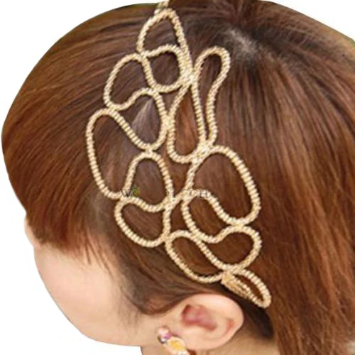 Популярная Милая металлическая Золотая оплетка полый эластичный Эластичный