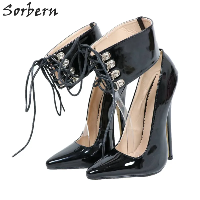 

Sorbern Black Patent Pointy Toes Women Pumps 18Cm Spike High Heels Ladies Heels Stilettos Pumps Women Shoes Black Heels Big Size