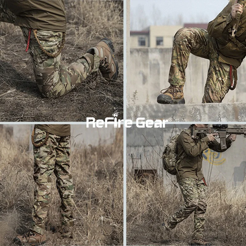 ReFire Gear Camouflage Military Pants Men Multi Pocket Wearable Tactical Combat Pant Army  Waterproof SWAT Special Cargo Trouser images - 6