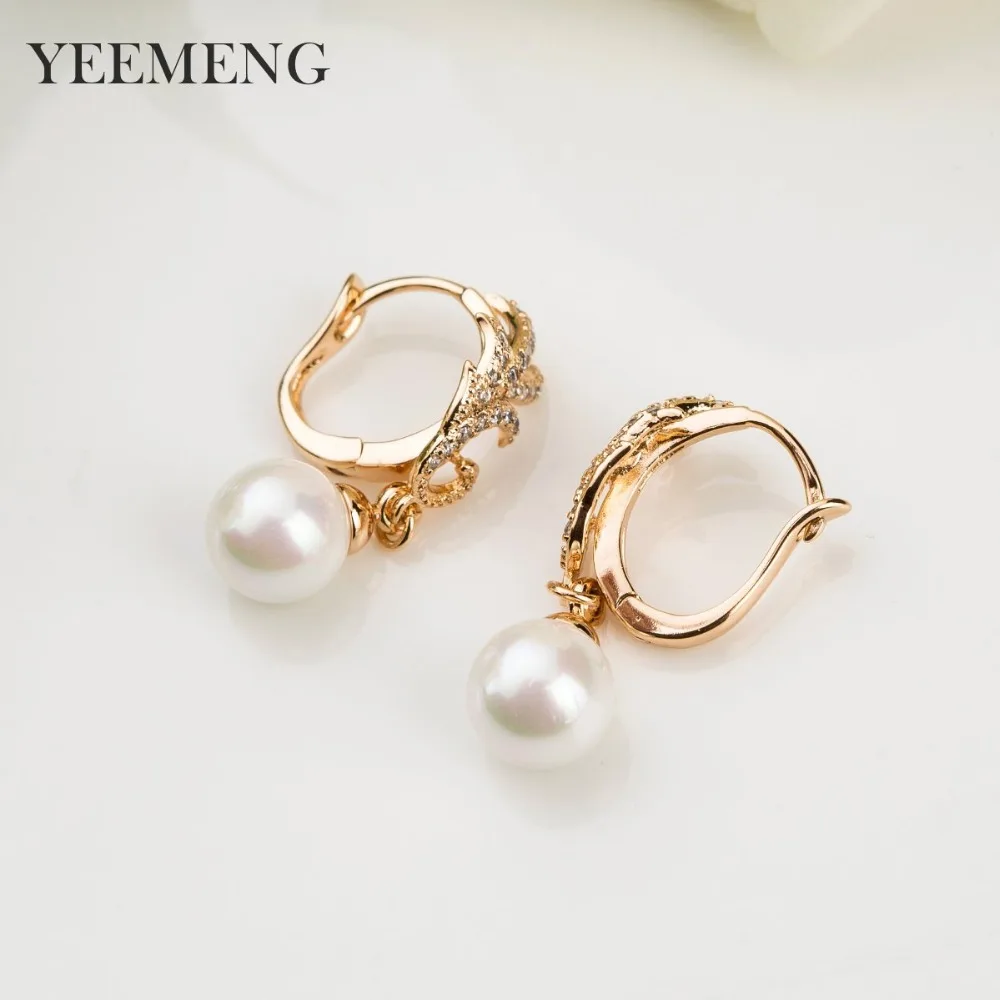 Серьги подвески YEEMENG из розового золота 585 пробы для предотвращения аллергии