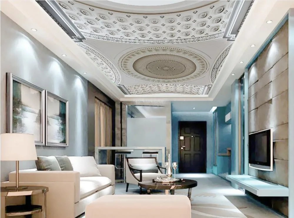 3D стереоскопические европейские потолочные росписи обои с тиснением для