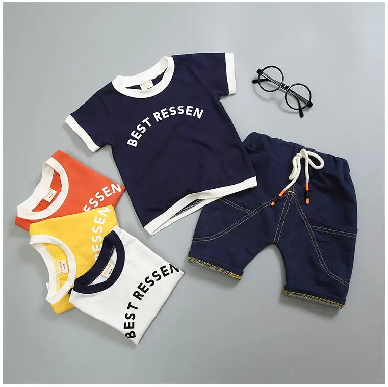 Baby Girls Boys Clothes Set Summer 2019 Cotton Casual Kids Outfits Letter Shirt + Pants Children Clothing | Детская одежда и обувь
