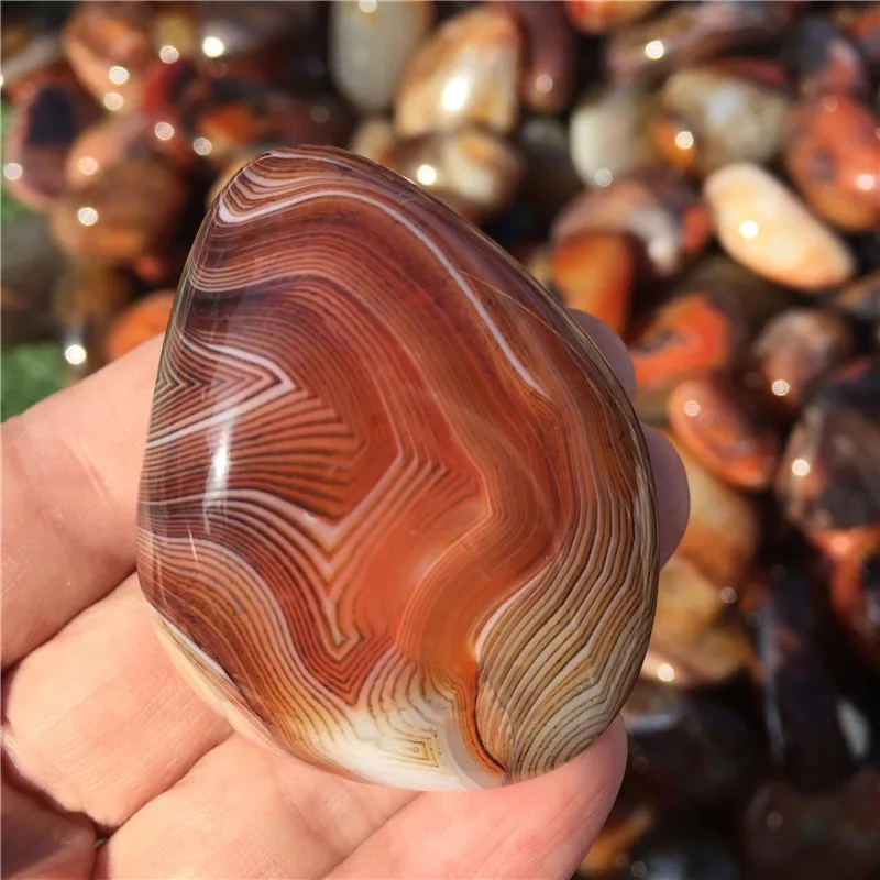 Polished Natrual Sardonyx Stone Agate Palm Raw Gemstone Colorful Tumbled Crystal Healing Energy Mineral | Дом и сад