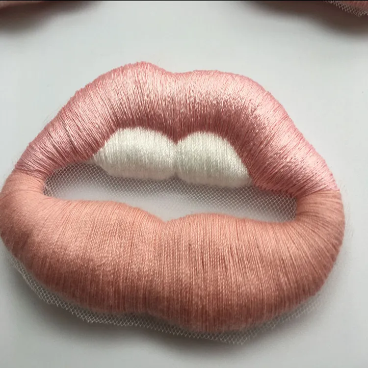 SASKIA 5PcsPink вышивка губ патчи чистая сетка ткань шитье на джинсы одежда аппликация на одежду патч, аксессуары пэчворк Diy