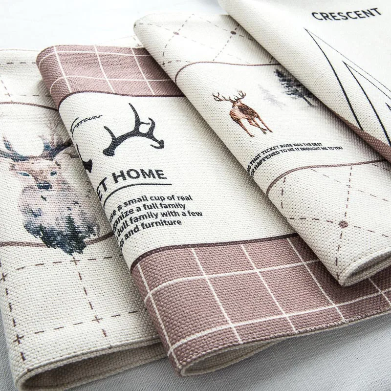 Акварель олень ткань салфетки изоляционный коврик хлопок лен Скатерть