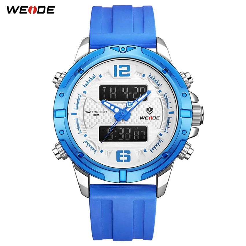 WH8602-1C WEIDE, Новое поступление, роскошные повседневные часы с календарем, хронографом, аналоговый ЖК-цифровой силиконовый ремешок, Кварцевые водонепроницаемые наручные часы - Цвет: WH8602-1C