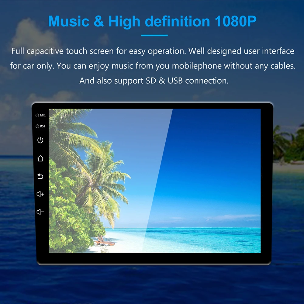 Универсальный 10 дюймов/9 дюймов 2din Android 8,1 автомобильный радиоприемник 1080P сенсорный gps навигатор Bluetooth wifi SWC RDS FM AM Mirror Link OBD 2