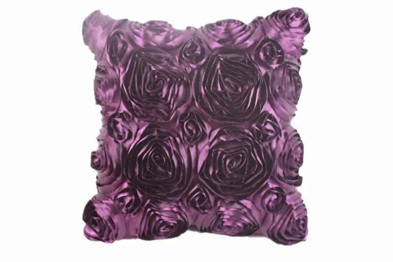 Purple 3D Роскошные розы чехлы на подушки с вышивкой с цветочным узором плиссированная подушка покрытие домашний Декор Подушка Чехол Диван машина приглашения на свадьбу Обложки Подушки - Цвет: Purple
