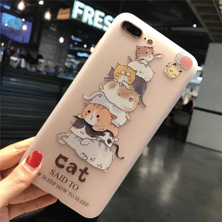 Рельефный озорной человек Пирамида кошка чехол для телефона с кроликом iPhone X 8 7 Plus