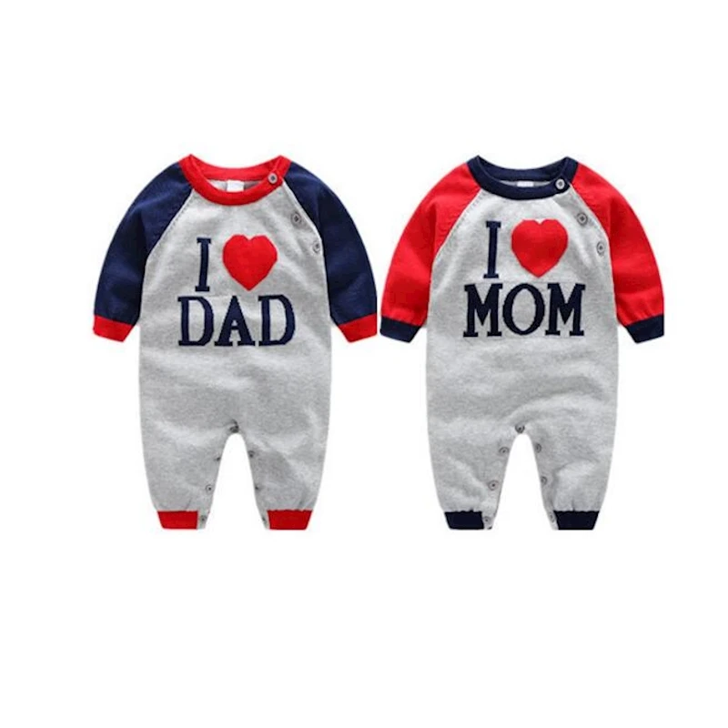 Myudi - 100% хлопковый Детский свитер для новорожденных I love Dad Mom пальто с надписью