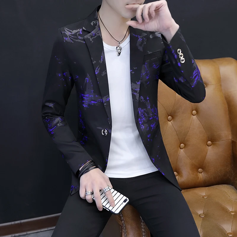 

HOO new 2020 printing thin blazer young male trend of cultivate one's morality handsome blazer