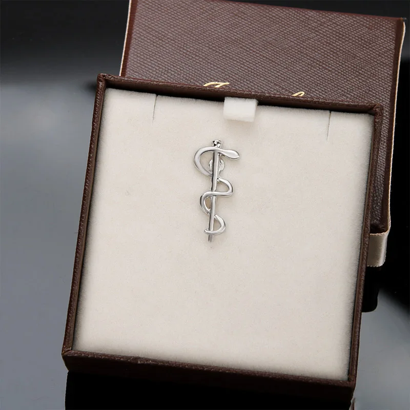 Брошь с логотипом ВОЗ модная Серебряная Женская в виде змеи тростниковая булавка