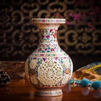 antique jingdezhen handicraft ceramic vase chinese pierced hollow vase wedding gifts home furnishing decoration craft articles