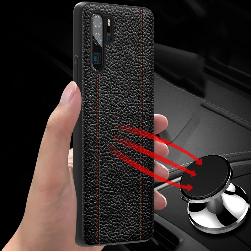 Genuine Leather Luxury Case For Huawei P30 PRO P30PRO Cowhide Full Protective Cover Support adsorption magnet |