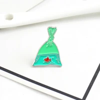 green water bag metal enamel brooch cute cartoon goldfish badge pin creative trendy costume backpack jewelry accessories gift