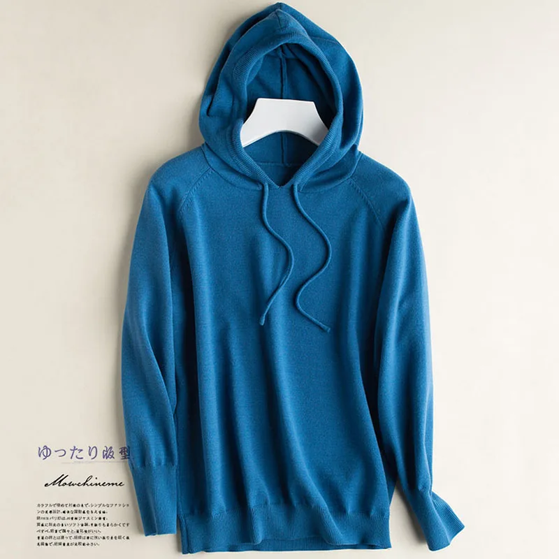 woman knitted hoody clothings casual full sleeve solid pullovers for women Hodded top Knitted | Женская одежда