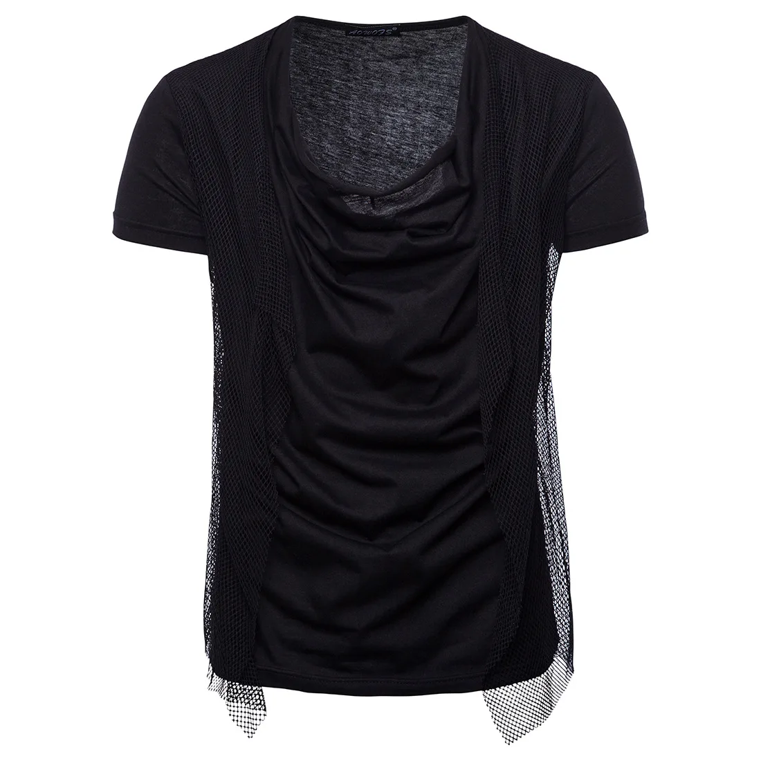 

Nice Casual Men Solid Color Cotton T-shirts Fashion Net Yarn Short-sleeved T-shirt Men S-2XL