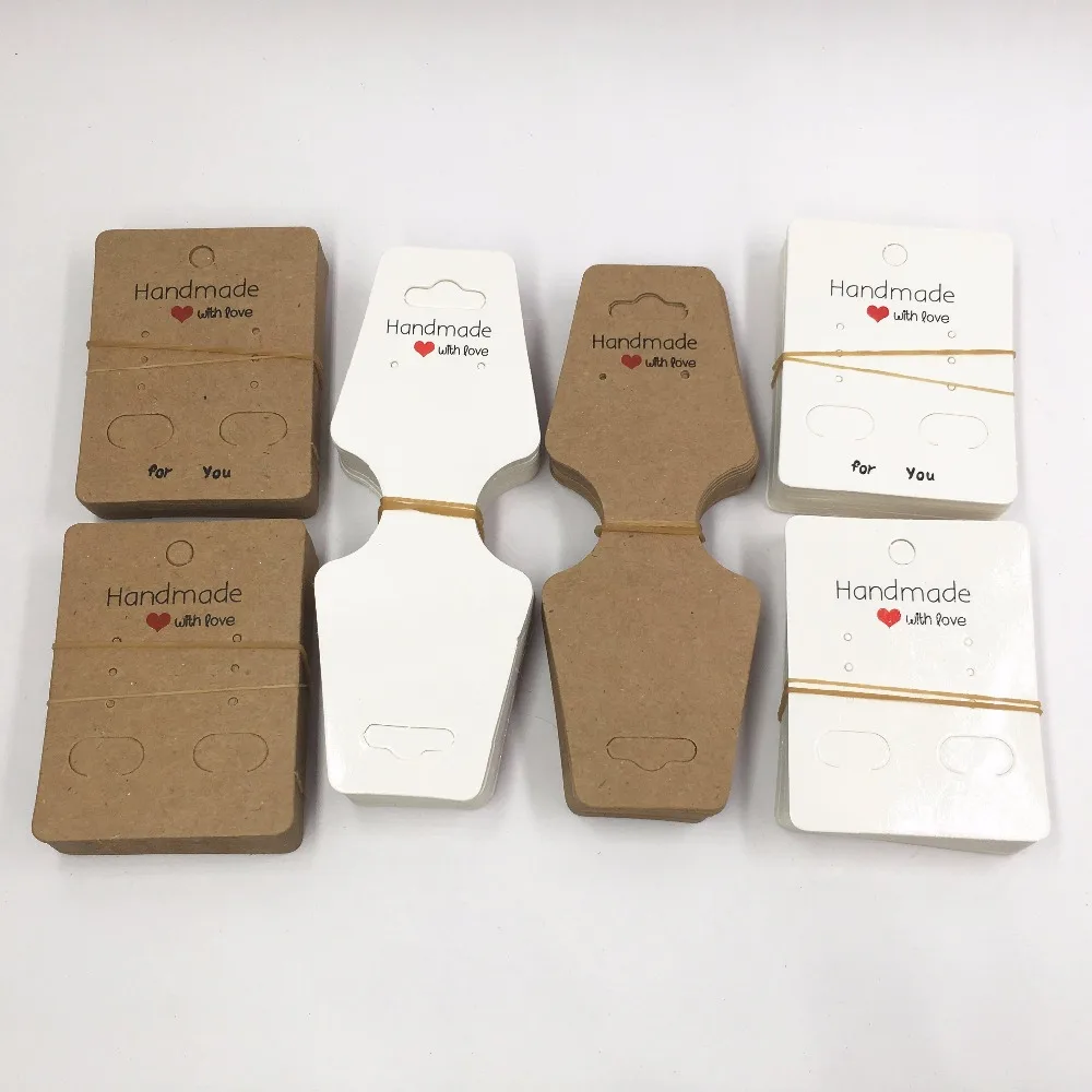 100 шт. карточки для украшений ручной работы из крафт бумаги с надписью with love|jewelry