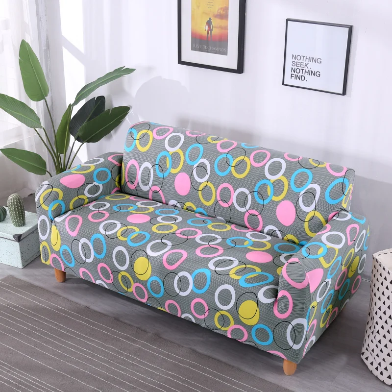Полноразмерный чехол для дивана с геометрическим рисунком большой эластичный