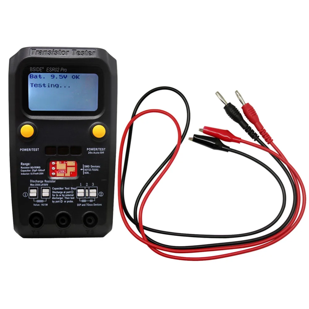 BSIDE ESR02 PRO Цифровой транзистор SMD компоненты тестер Диод Триод Емкость индуктивность мультиметр ESR метр P1080