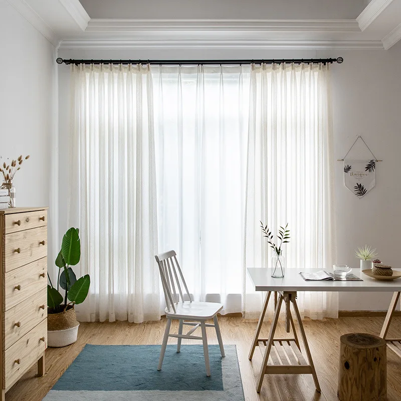 Хлопчатобумажная льняная пряжа для окна занавески белые однотонные простые