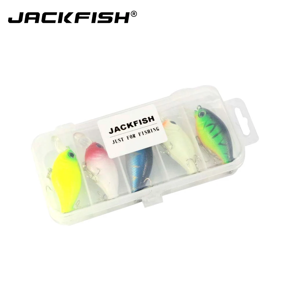JACKFISH кренкбейт блесна рыболовная приманка 5 шт./компл. с коробкой светящаяся