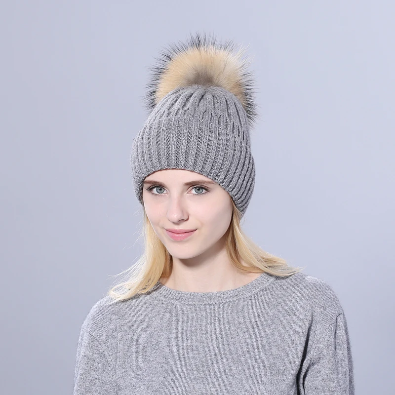 [YARBUU] Зимние шапки для женщин норковые Меховые помпоны шапочки девочек Осенние